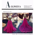 Purple Lace Evening Dress for Wedding with Separate Train